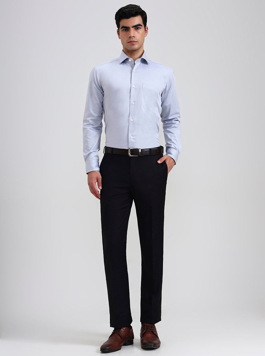 Black Solid Slim Fit Formal Trouser | Metal