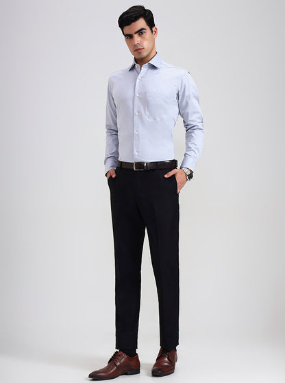 Black Solid Slim Fit Formal Trouser | Metal