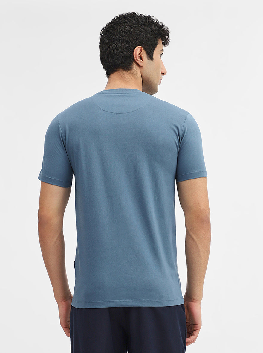 Blue Printed Slim Fit T-Shirt | Greenfibre
