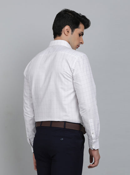 White Checked Regular Fit Formal Shirt | Greenfibre