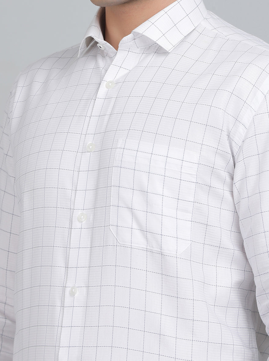 White Checked Regular Fit Formal Shirt | Greenfibre