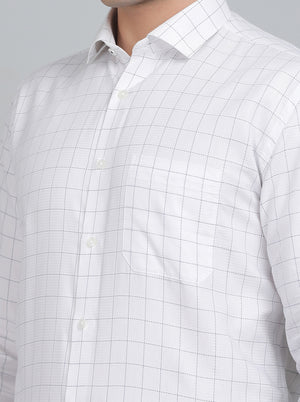 White Checked Regular Fit Formal Shirt | Greenfibre