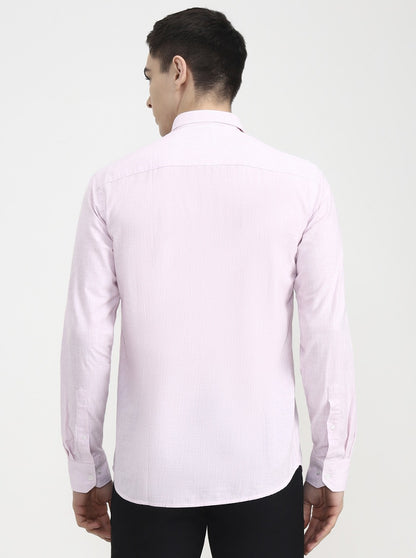 Pink Striped Tailored Fit Semi Casual Shirt | JadeBlue
