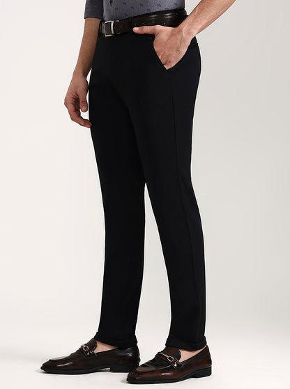 Black Solid Slim Fit Club Wear Trouser | Wyre