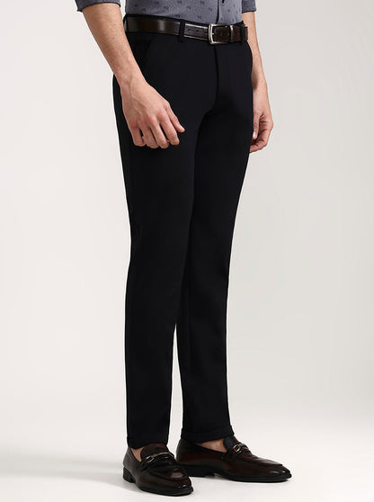 Black Solid Slim Fit Club Wear Trouser | Wyre