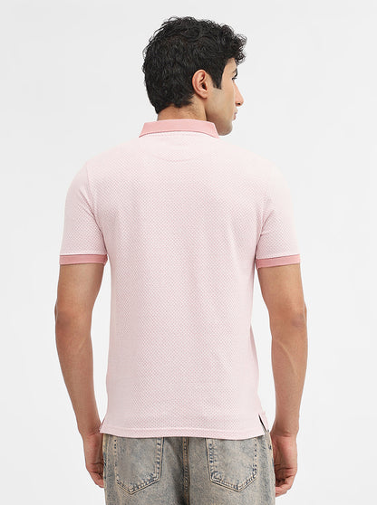 Rose Melange Jacquard Slim Fit Polo T-Shirt | Greenfibre