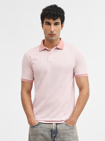 Rose Melange Jacquard Slim Fit Polo T-Shirt | Greenfibre