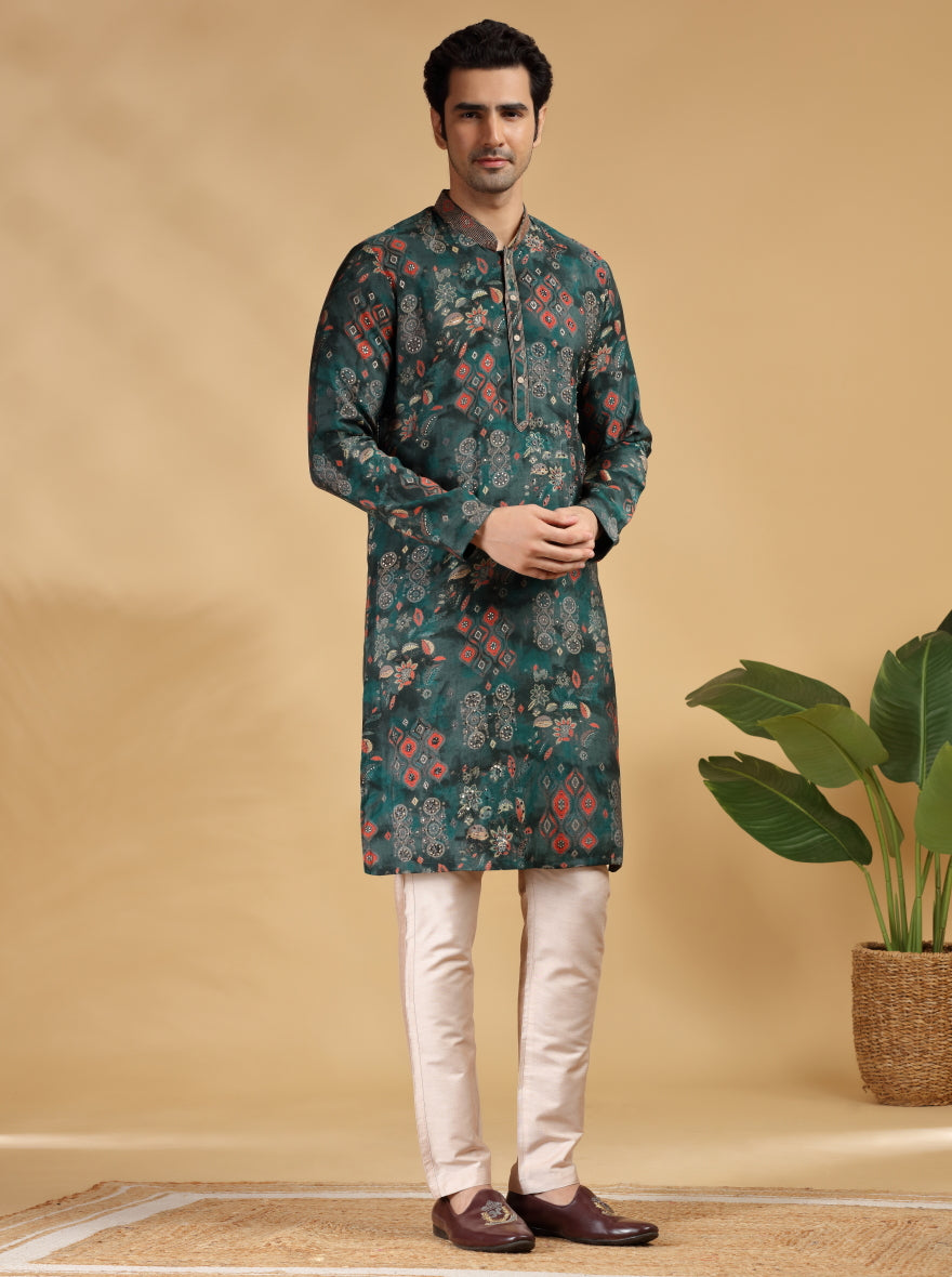 Green Embroidered Kurta Pajama | TULA