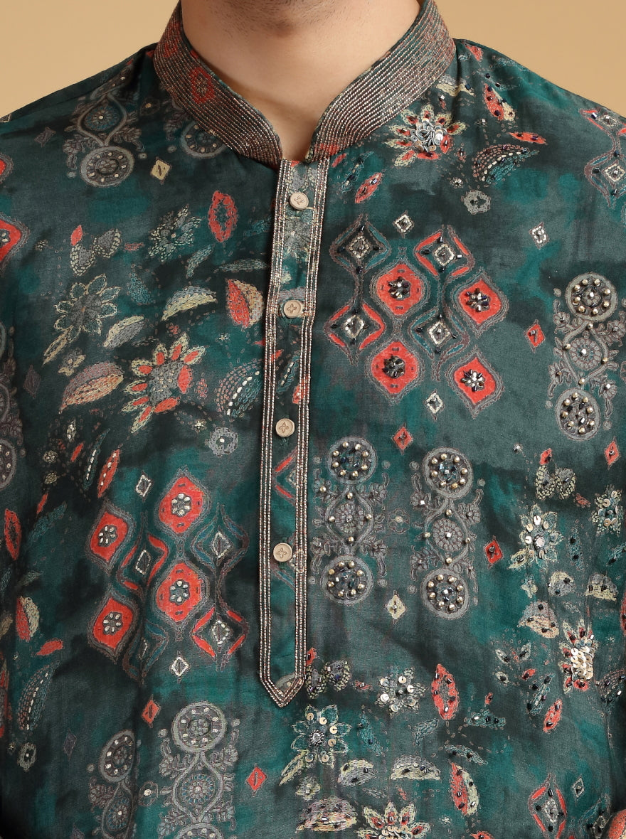 Green Embroidered Kurta Pajama | TULA