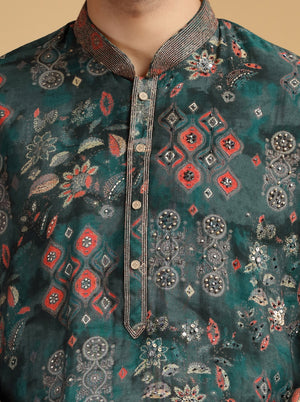 Green Embroidered Kurta Pajama | TULA