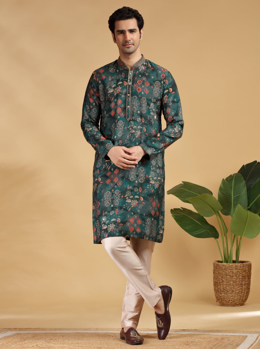 Green Embroidered Kurta Pajama | TULA