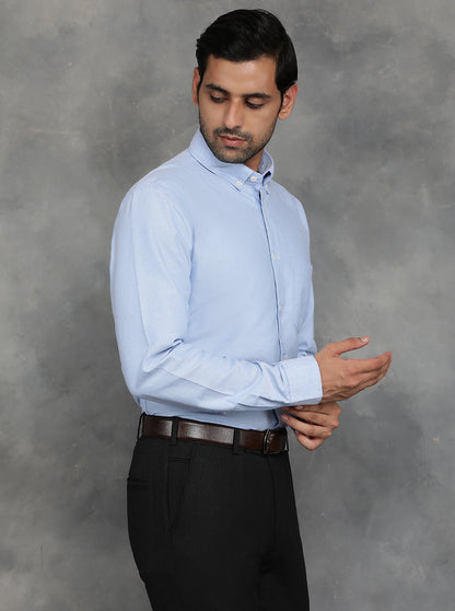 Light Blue Solid Slim Fit Casual Shirt | JadeBlue
