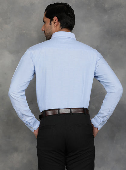 Light Blue Solid Slim Fit Casual Shirt | JadeBlue