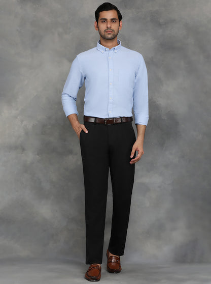 Light Blue Solid Slim Fit Casual Shirt | JadeBlue