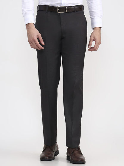 Grey Solid Regular Fit Formal Trouser | JadeBlue