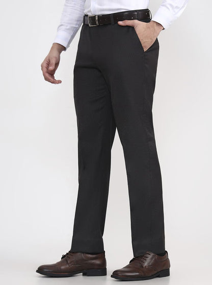 Grey Solid Regular Fit Formal Trouser | JadeBlue