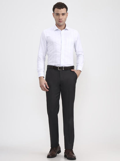 Grey Solid Regular Fit Formal Trouser | JadeBlue