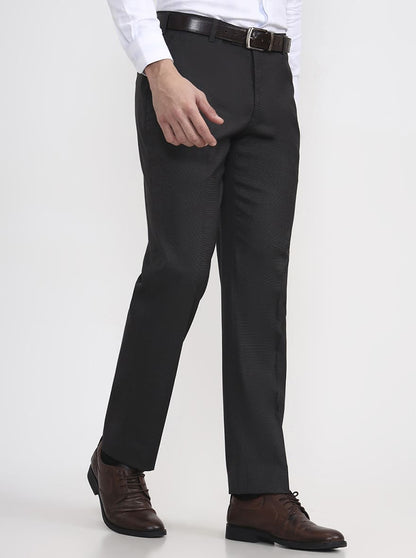 Grey Solid Regular Fit Formal Trouser | JadeBlue