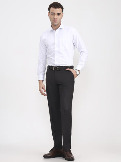 Grey Solid Regular Fit Formal Trouser | JadeBlue