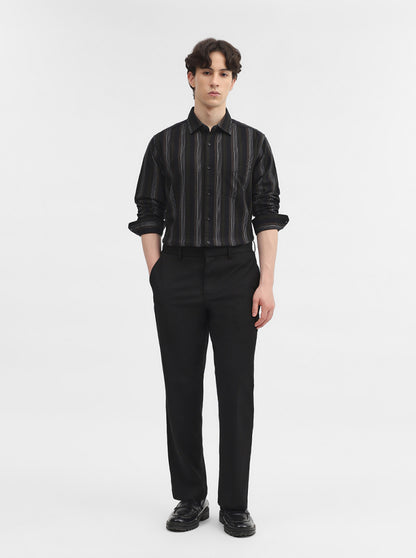 Olive Striped Slim Fit Casual Shirt | JadeBlue