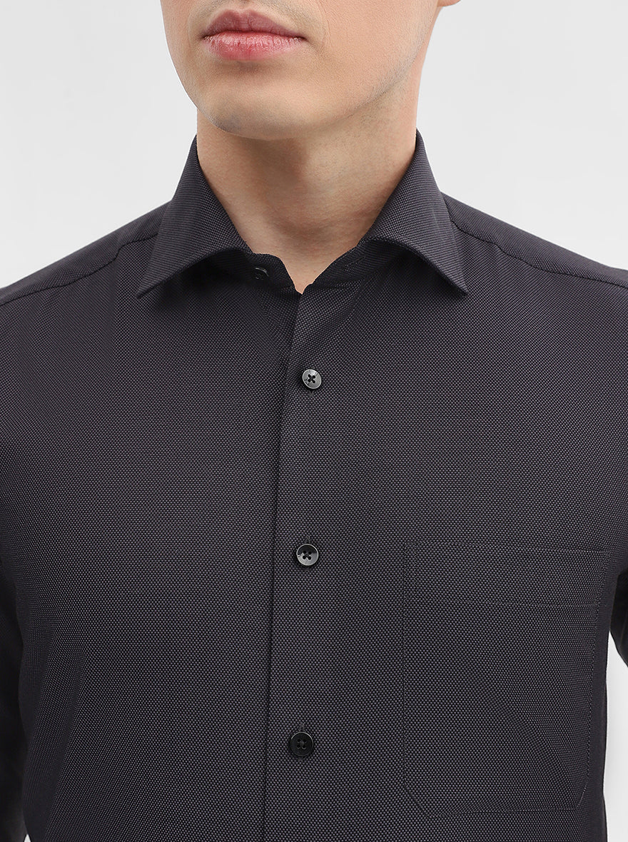 Grey Solid Slim Fit Formal Shirt | Metal