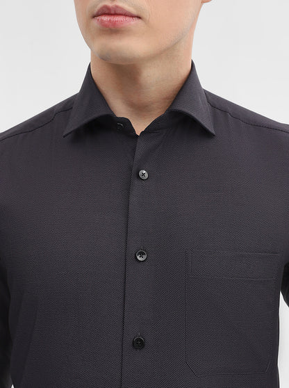 Grey Solid Slim Fit Formal Shirt | Metal