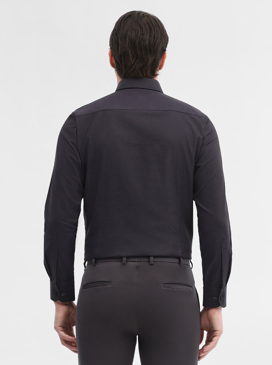 Grey Solid Slim Fit Formal Shirt | Metal