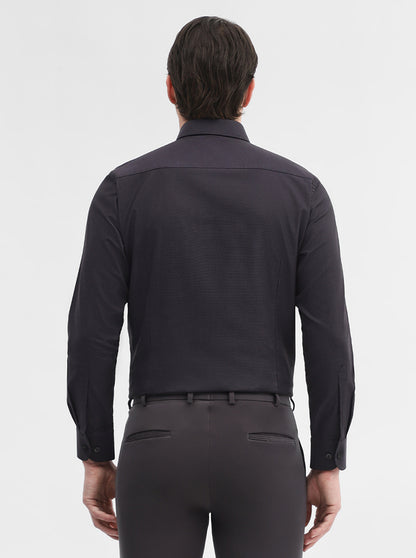 Grey Solid Slim Fit Formal Shirt | Metal