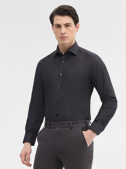 Grey Solid Slim Fit Formal Shirt | Metal
