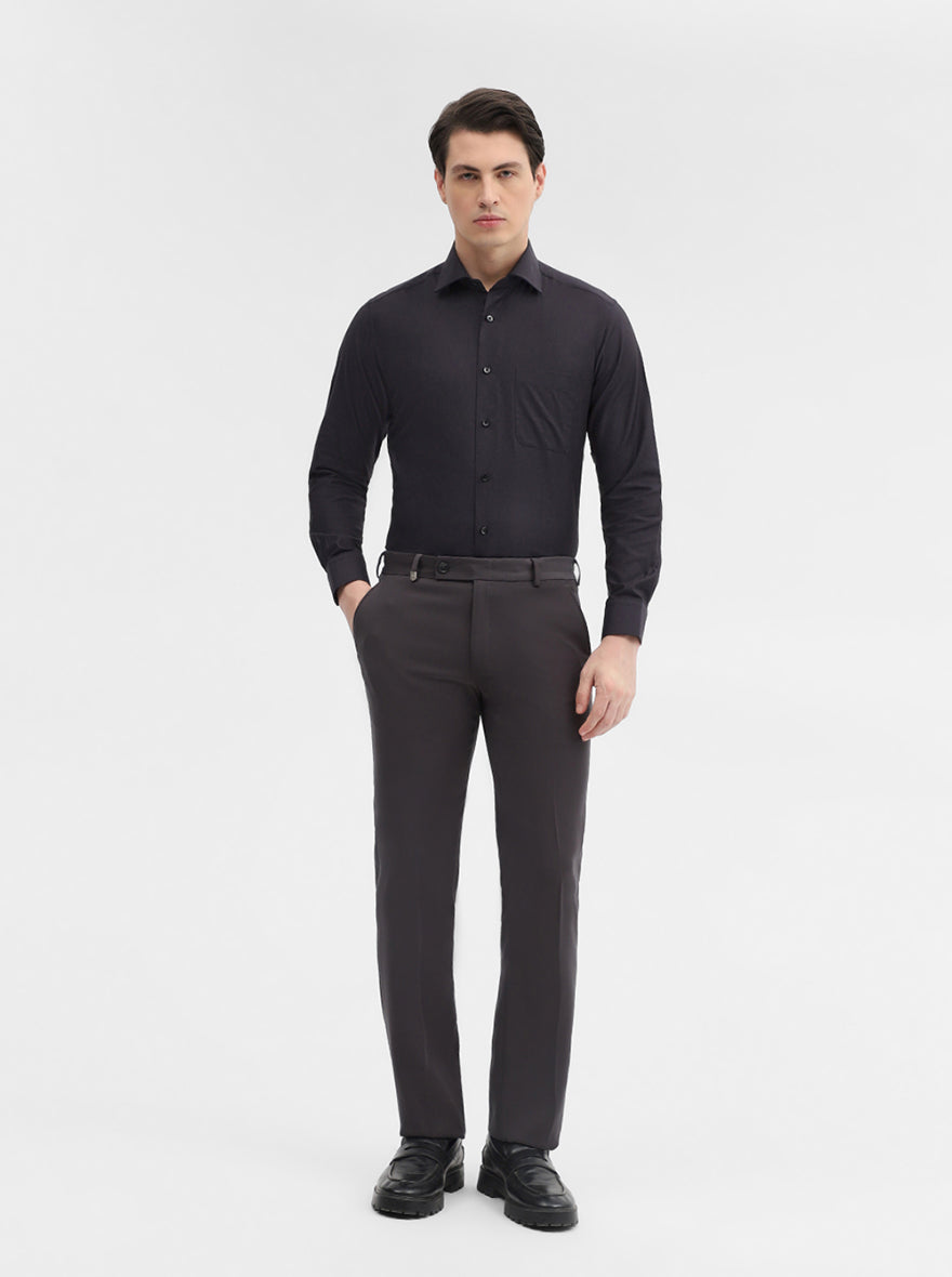 Grey Solid Slim Fit Formal Shirt | Metal
