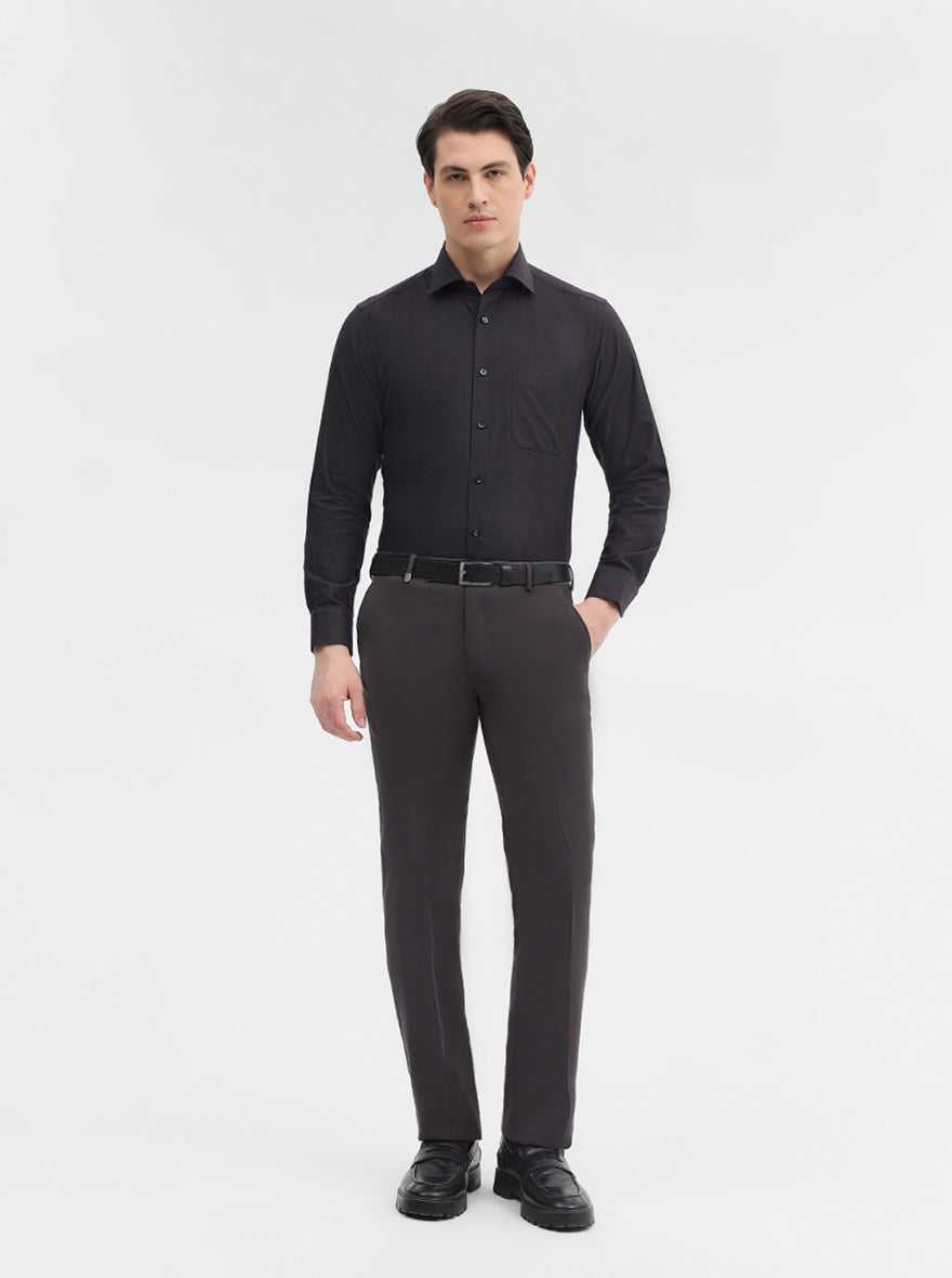 Grey Solid Slim Fit Formal Shirt | Metal