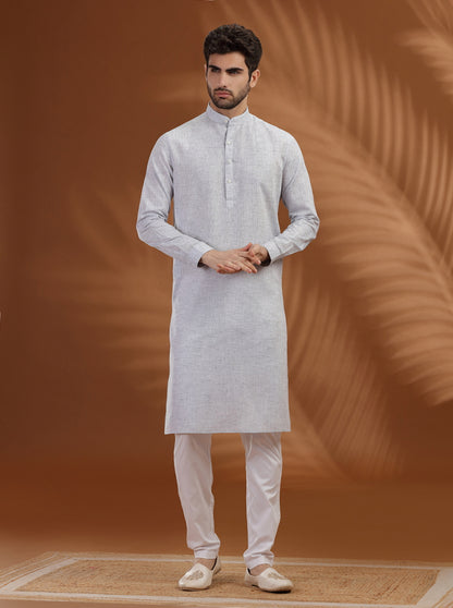 Grey Solid Modi Kurta | JadeBlue