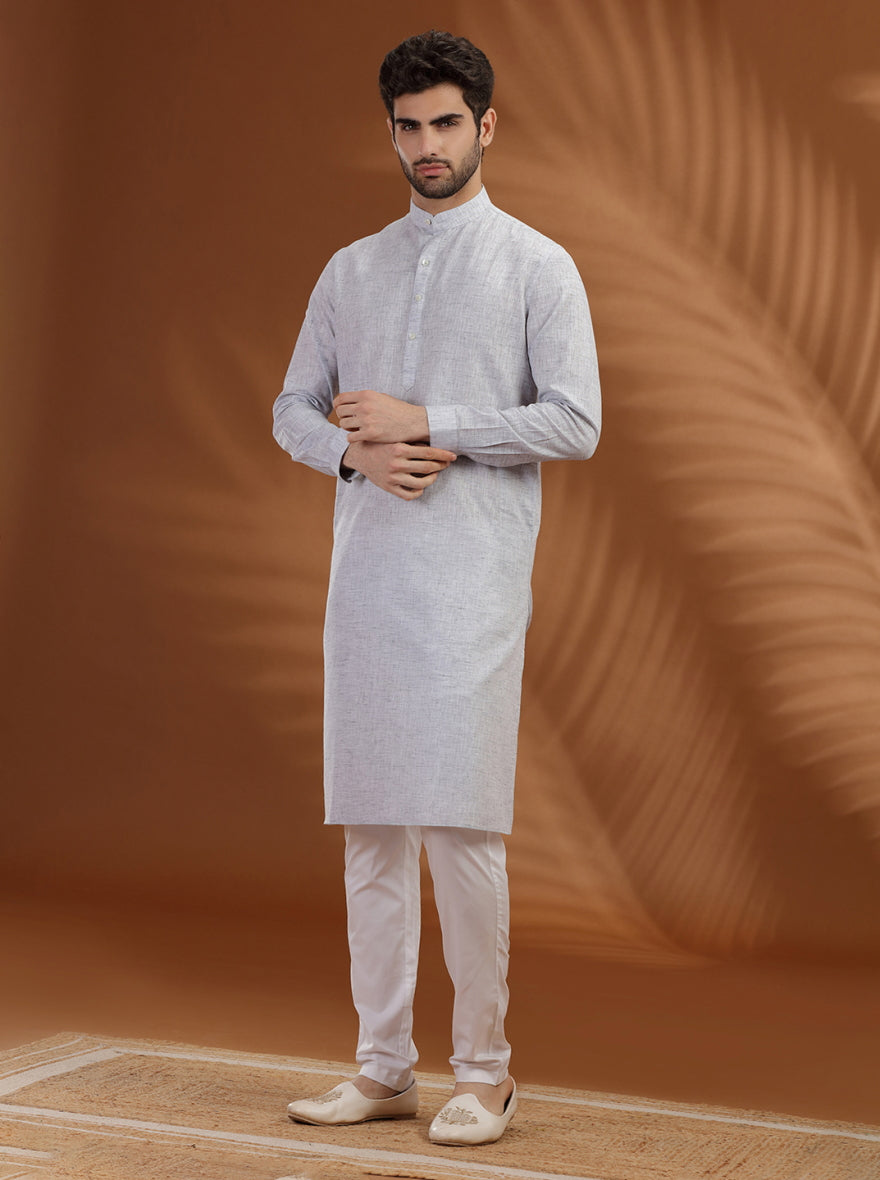 Grey Solid Modi Kurta | JadeBlue