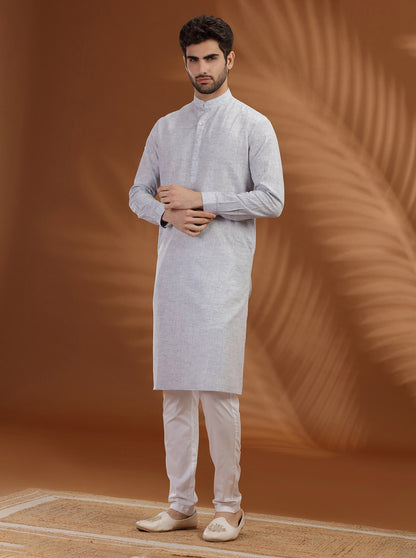 Grey Solid Modi Kurta | JadeBlue
