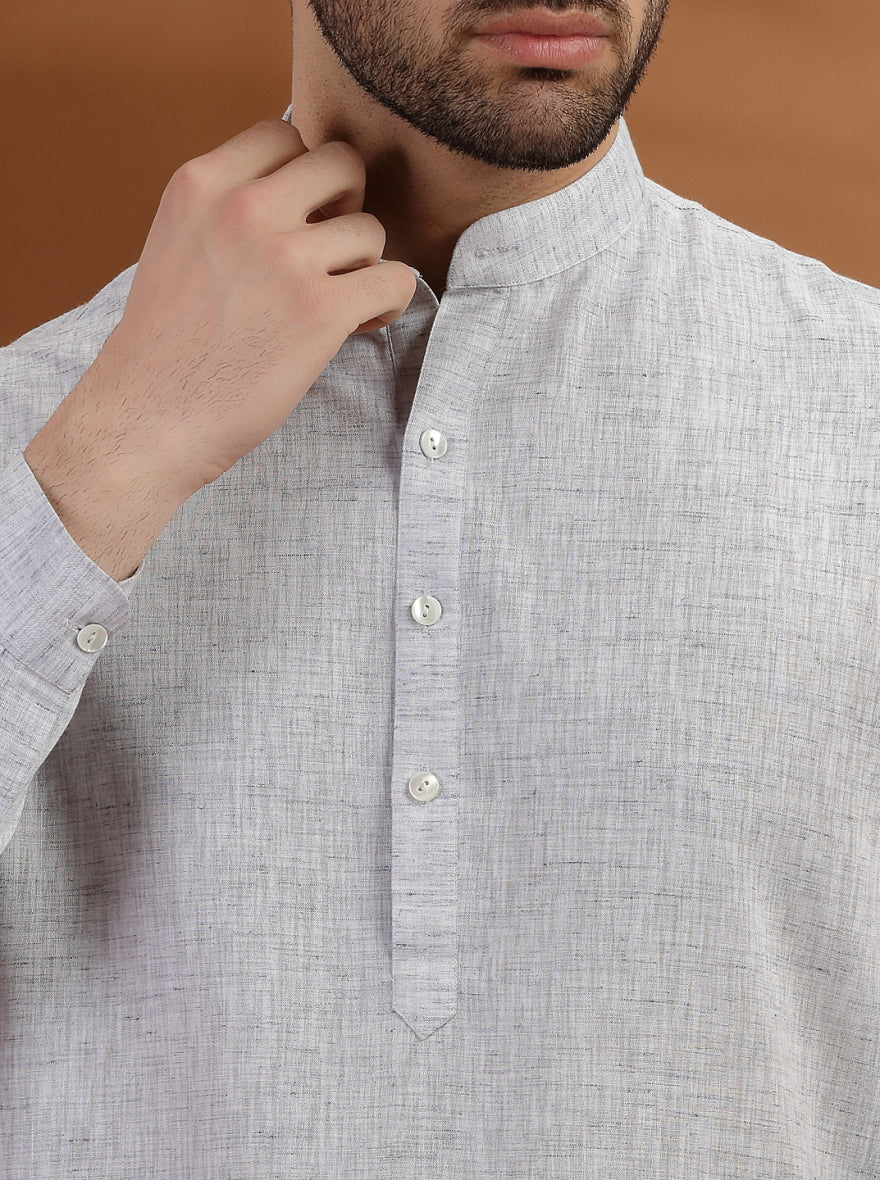 Grey Solid Modi Kurta | JadeBlue