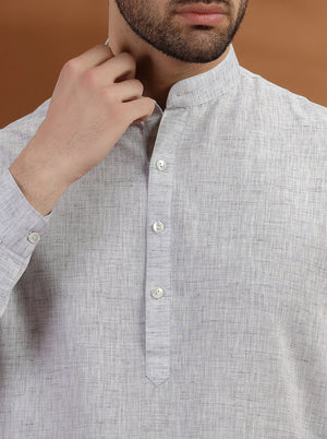 Grey Solid Modi Kurta | JadeBlue
