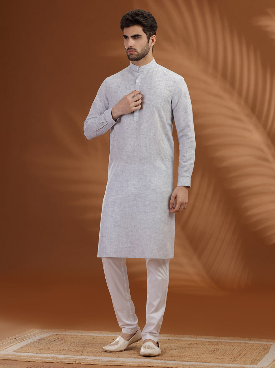 Grey Solid Modi Kurta | JadeBlue