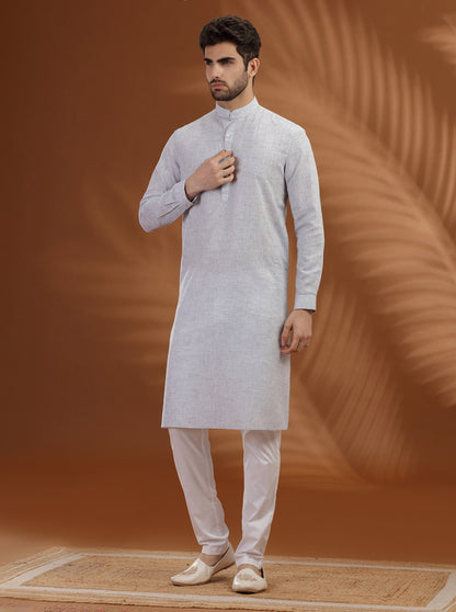 Grey Solid Modi Kurta | JadeBlue