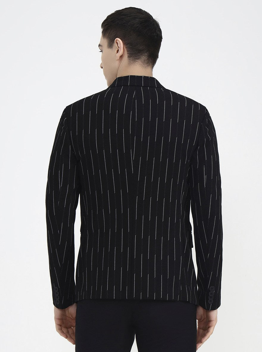 Black Printed Regular Fit Blazer | Wyre