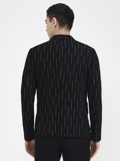 Black Printed Regular Fit Blazer | Wyre