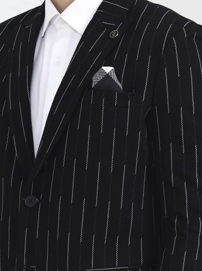 Black Printed Regular Fit Blazer | Wyre