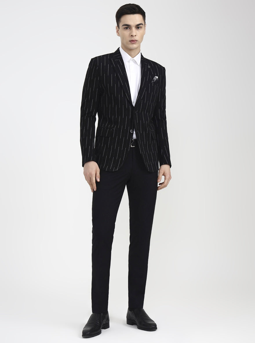 Black Printed Regular Fit Blazer | Wyre