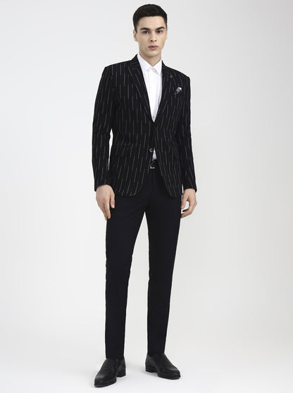 Black Printed Regular Fit Blazer | Wyre