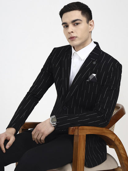 Black Printed Regular Fit Blazer | Wyre