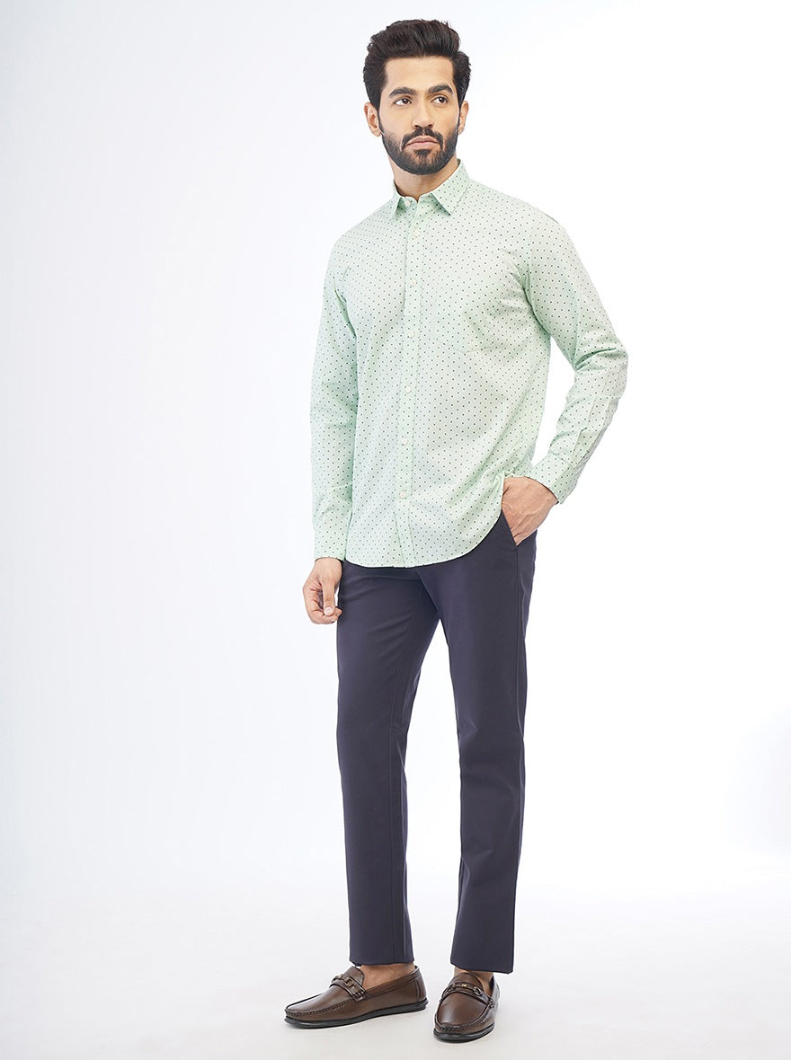 Navy Solid Uno Fit Casual Trouser | JadeBlue