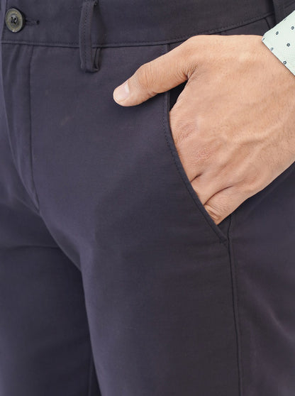 Navy Solid Uno Fit Casual Trouser | JadeBlue