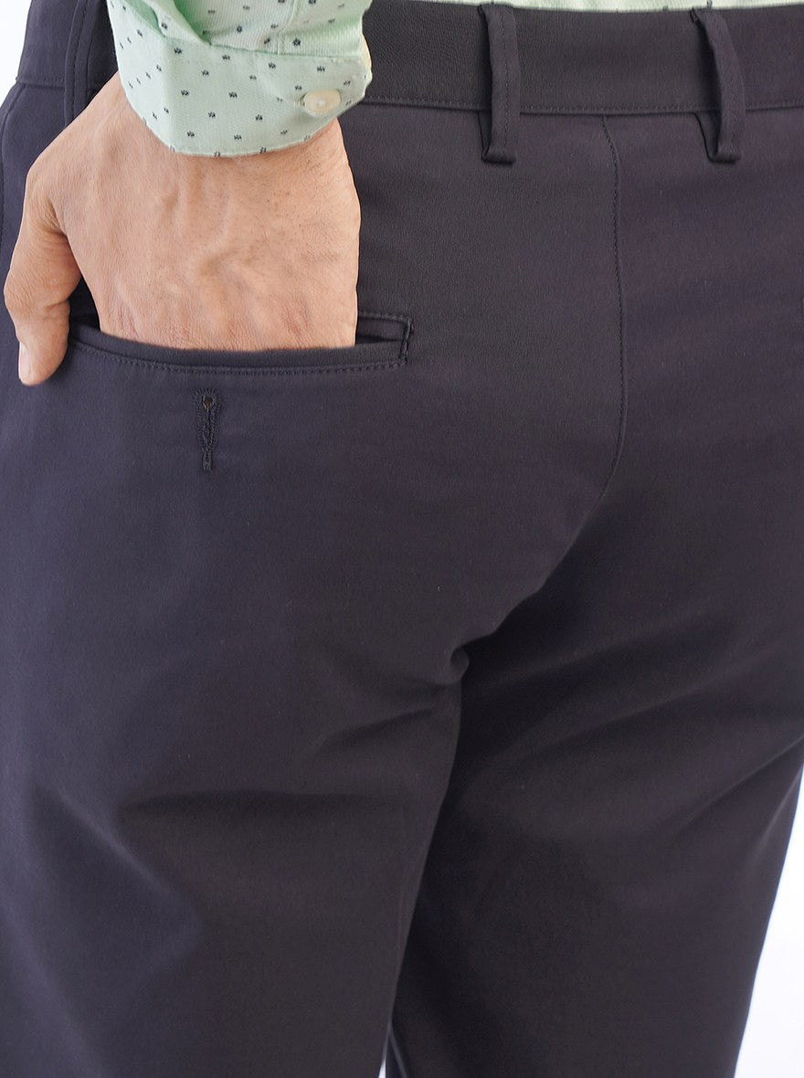 Navy Solid Uno Fit Casual Trouser | JadeBlue