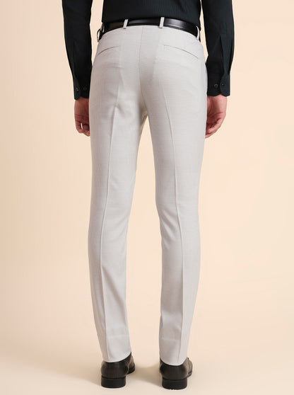 Light Grey Solid Super Slim Fit Formal Trouser | Greenfibre
