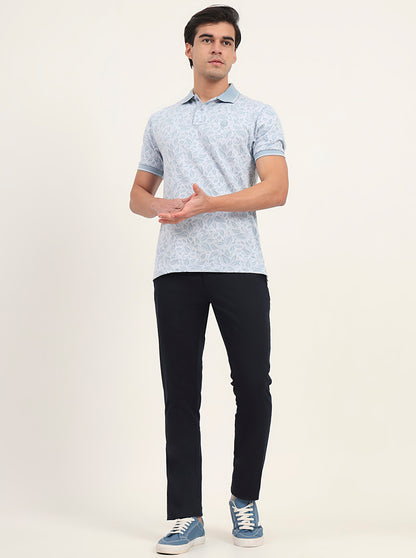 Navy Blue Solid Super Slim Fit Casual Trouser | Greenfibre