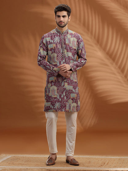 Dusty Purple Embroidered  Kurta Pajama | TULA